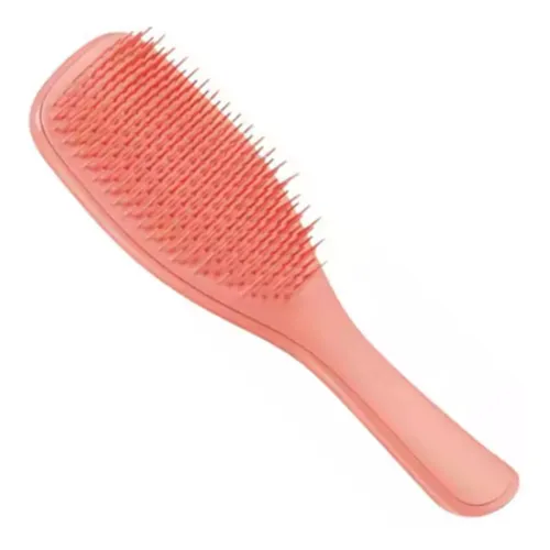 Escova de cabelo toda de plástico de cor salmão