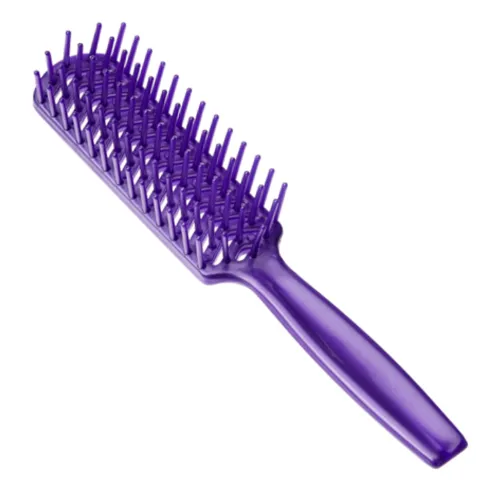 Escova de cabelo pequena, toda de plástico e toda lilás