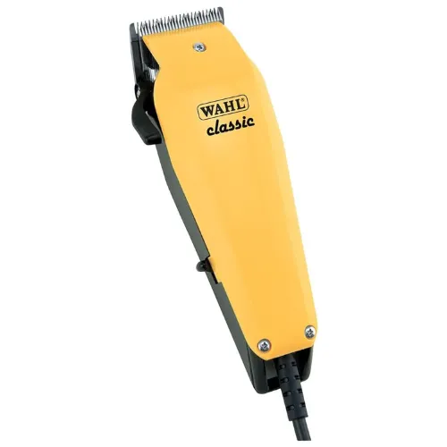 Maquininha de cabelo amarela com alavanca